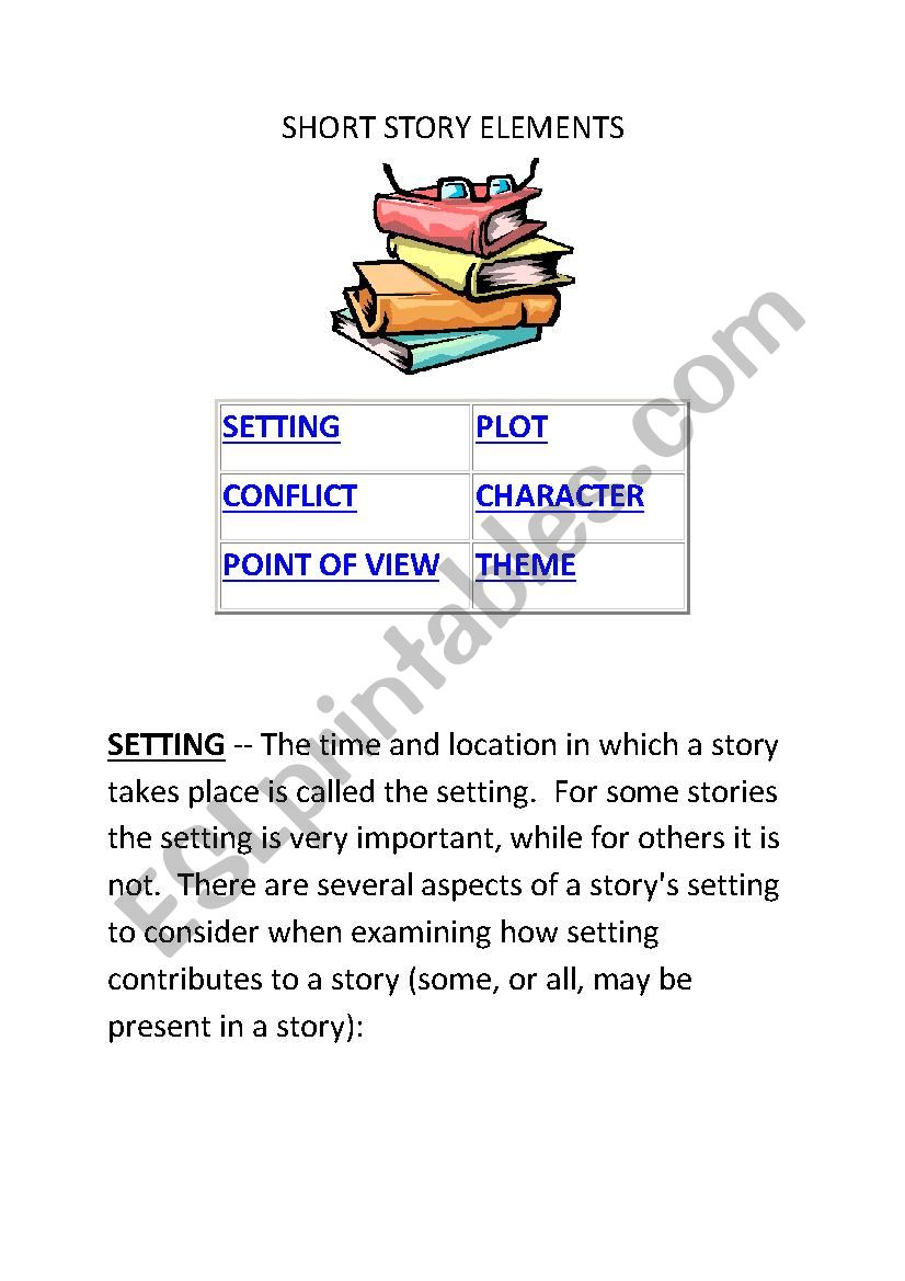 story elements worksheet