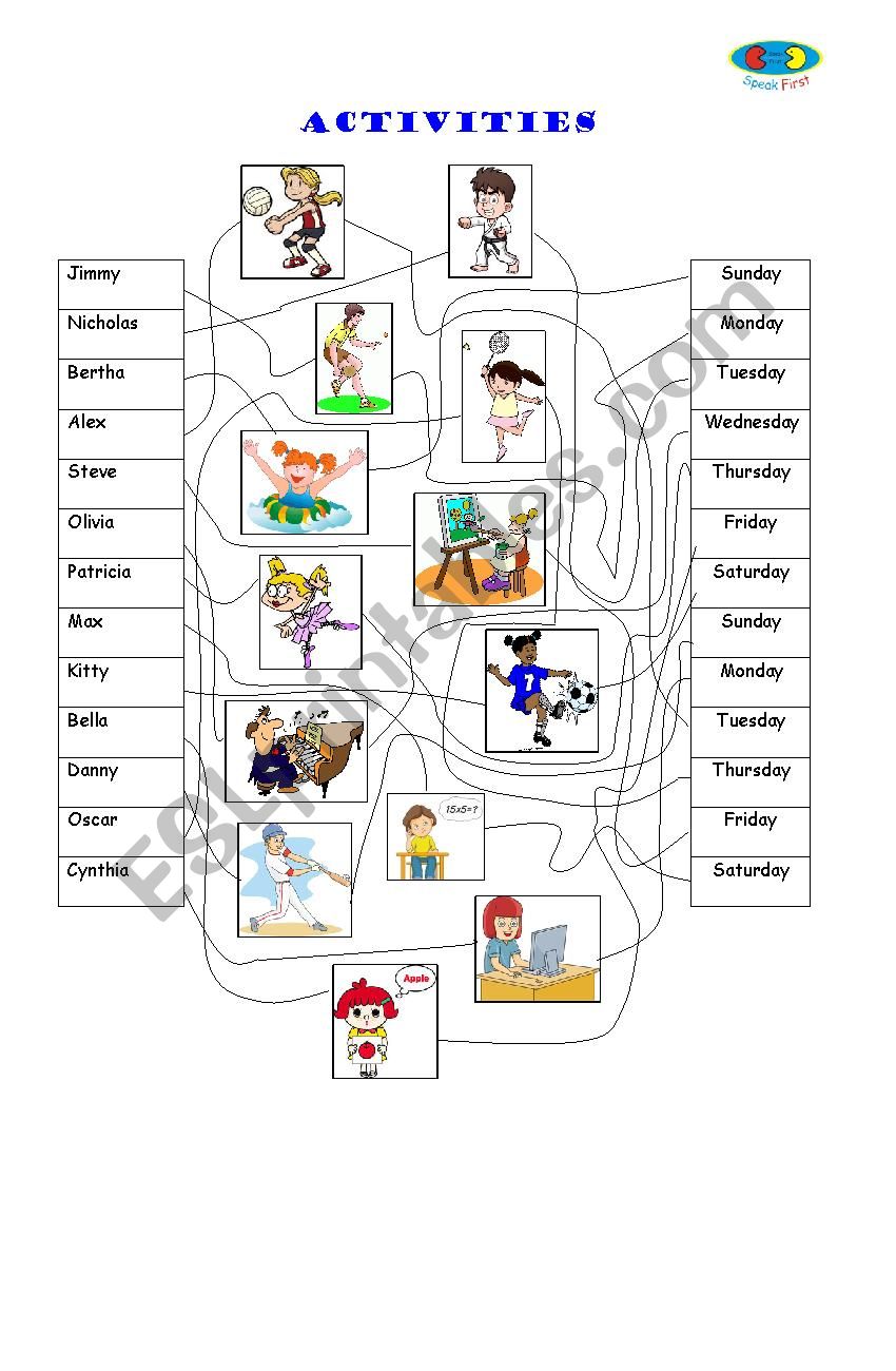 daily activities  worksheet