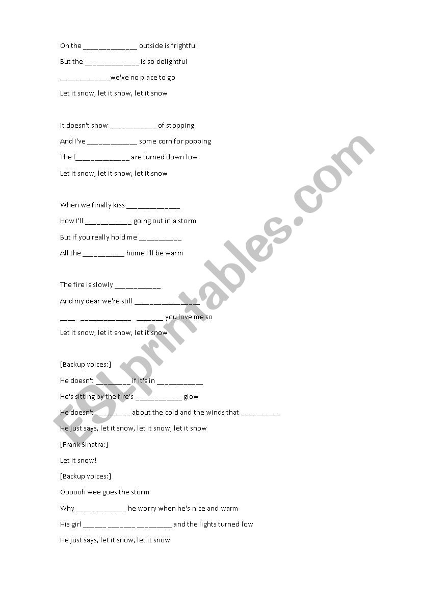 Let it snow worksheet