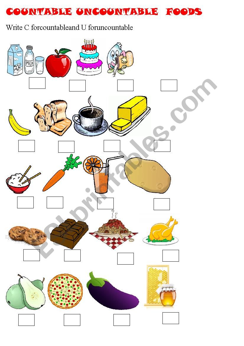 Countable and Uncountable Foods