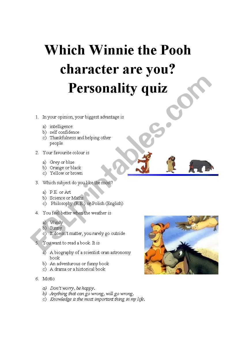 Which Winnie the Pooh character are you? Personality quiz part 2