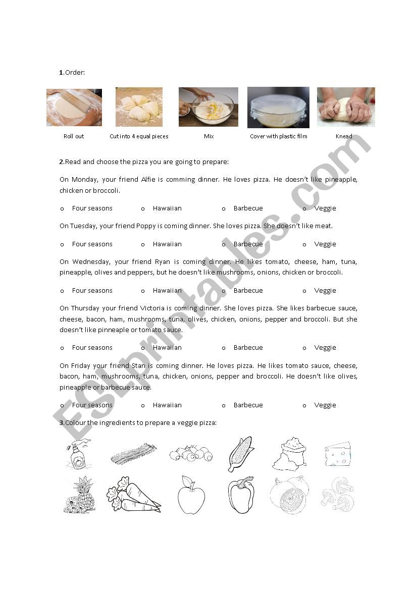 Pizza recipe 2 (exercises) worksheet