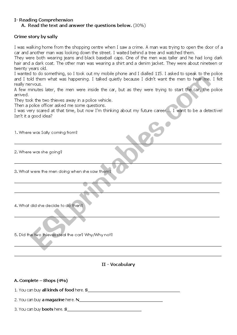 8th grade test worksheet