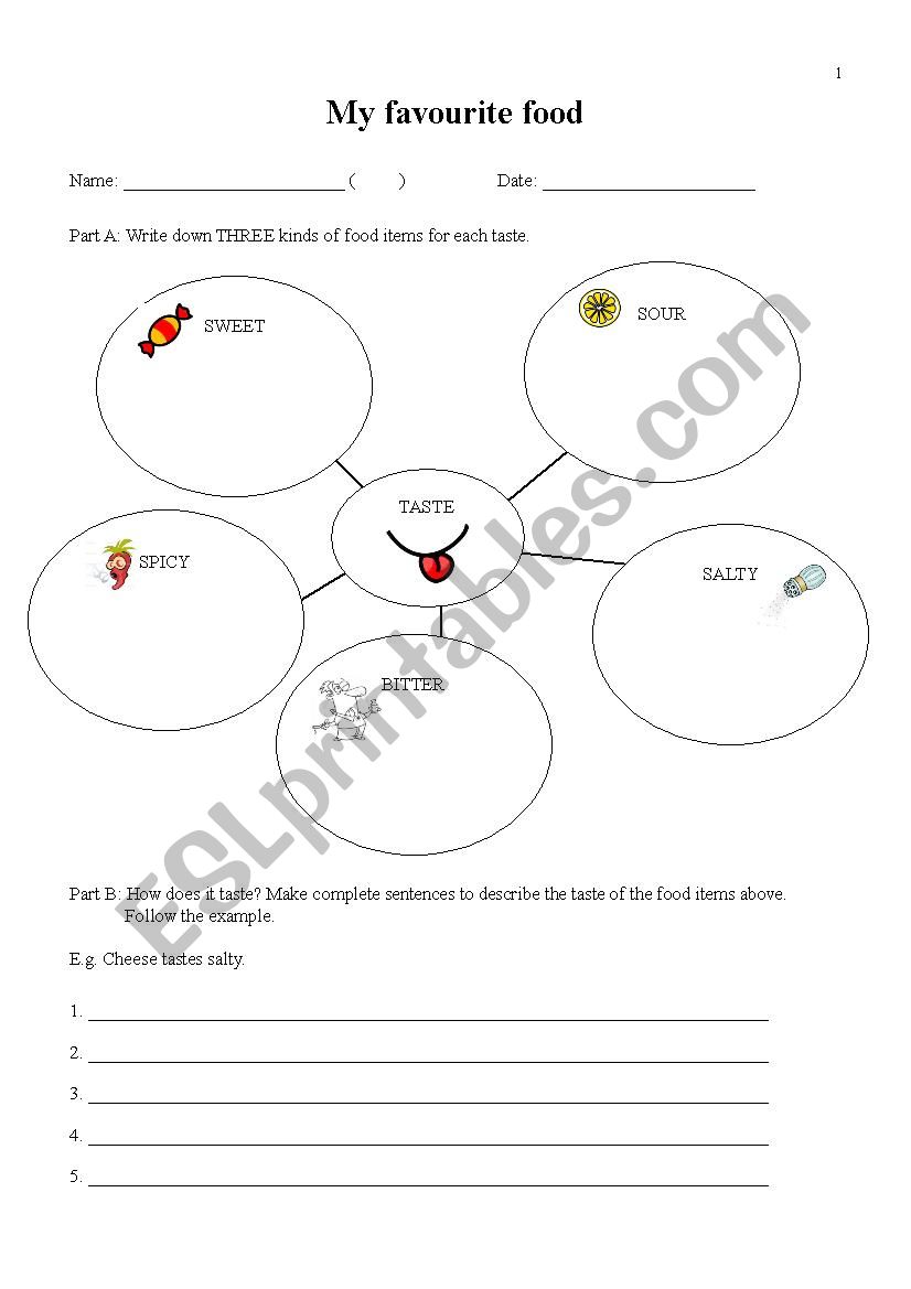 Writing: My Favourite Food - ESL worksheet by carolkeung