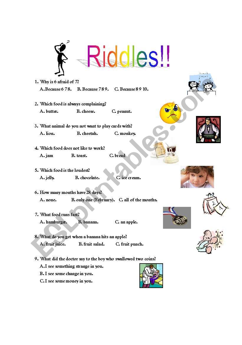 Riddles worksheet