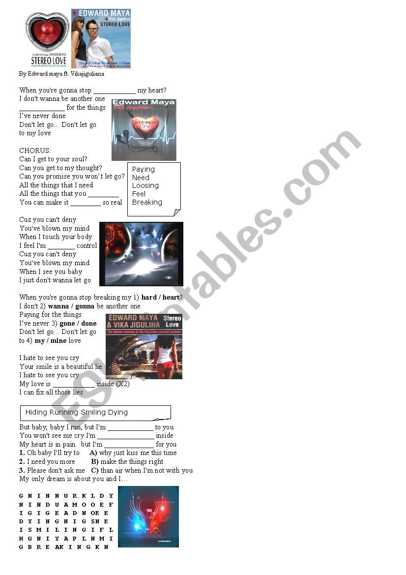 Lyric STEREO LOVE  worksheet