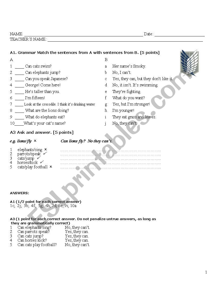Can Quiz worksheet