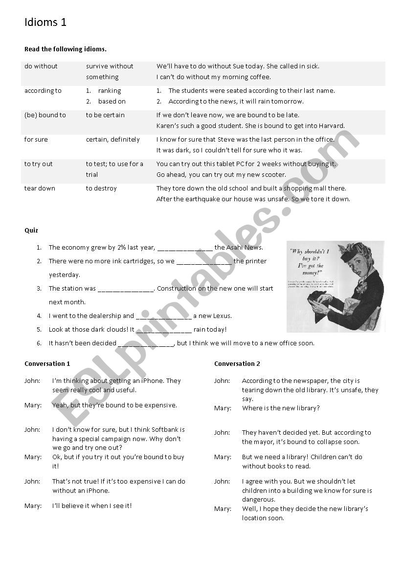 English Idioms worksheet