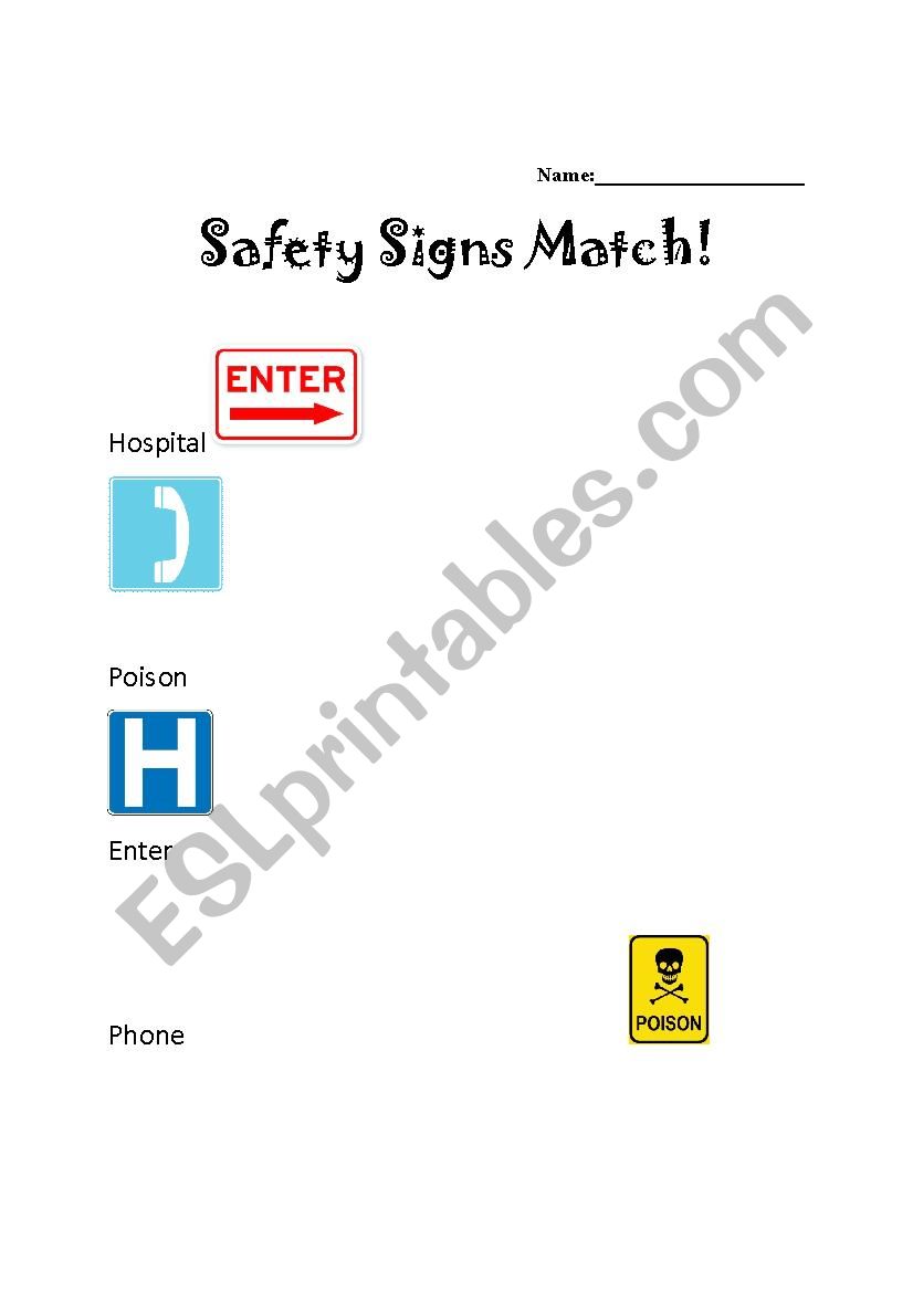 Safety Sign Match worksheet
