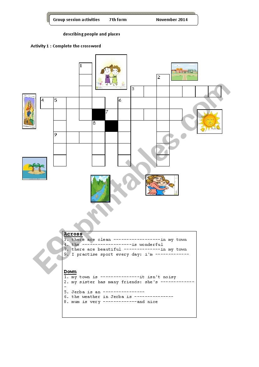 crossword  worksheet