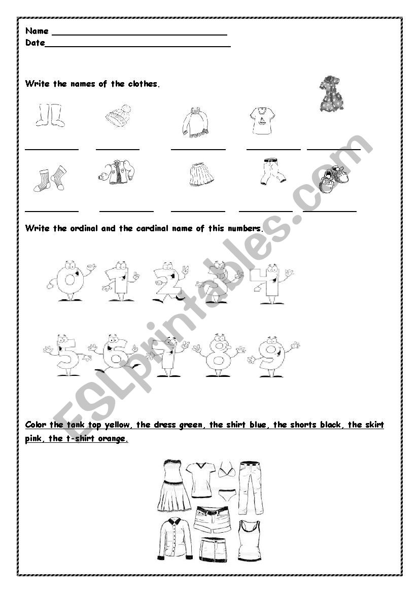 clothes  worksheet