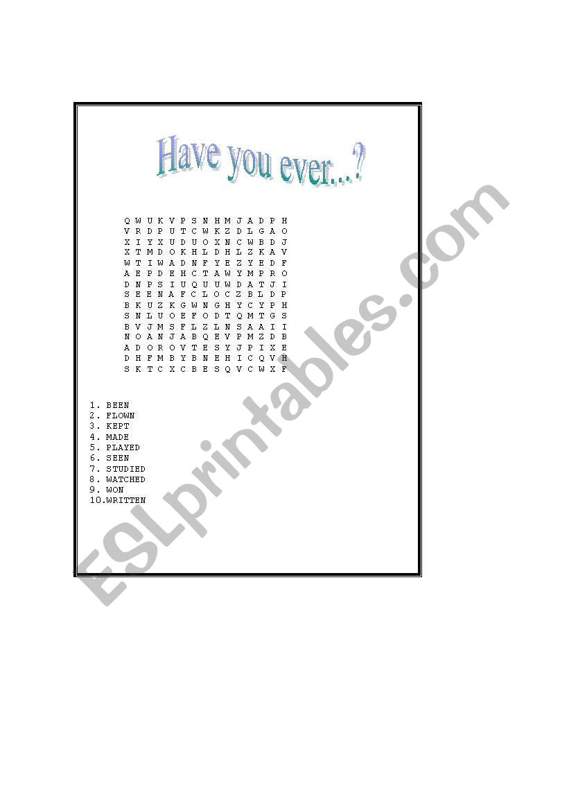 past participles worksheet
