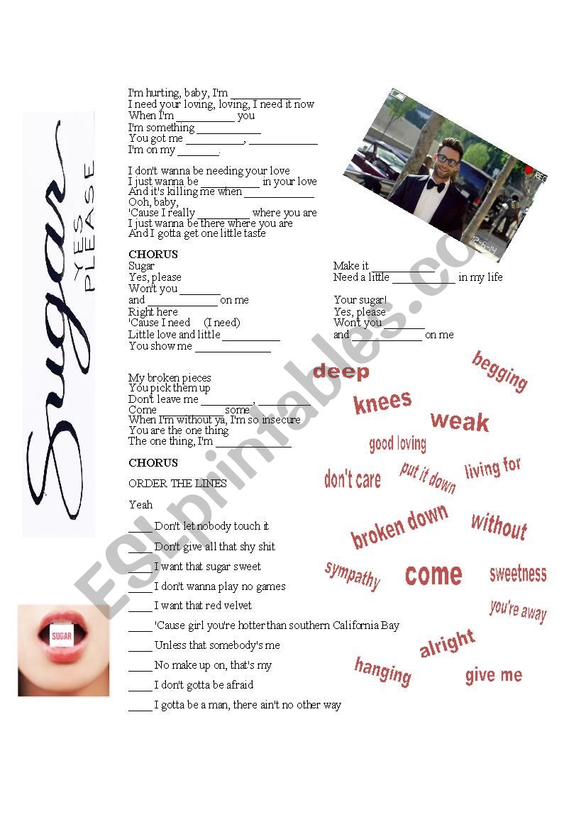 Sugar - Maroon 5 - Song worksheet