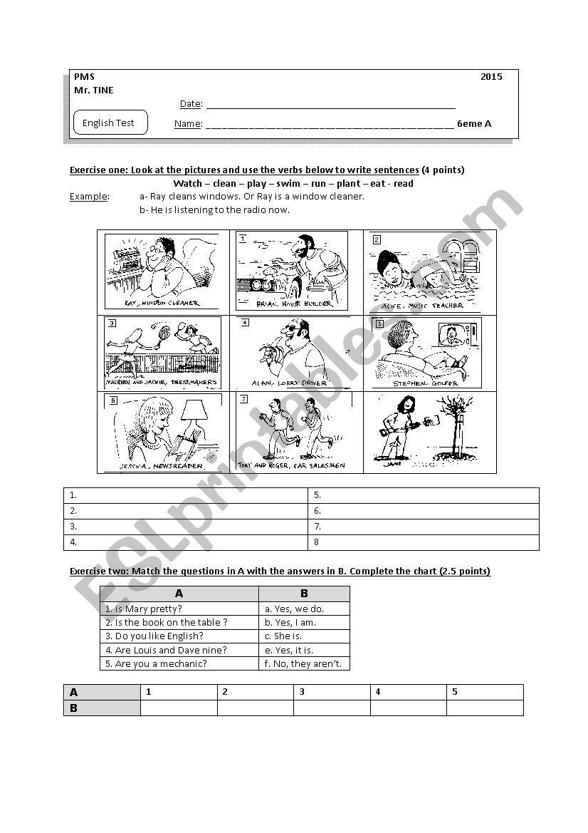 test four beginners worksheet