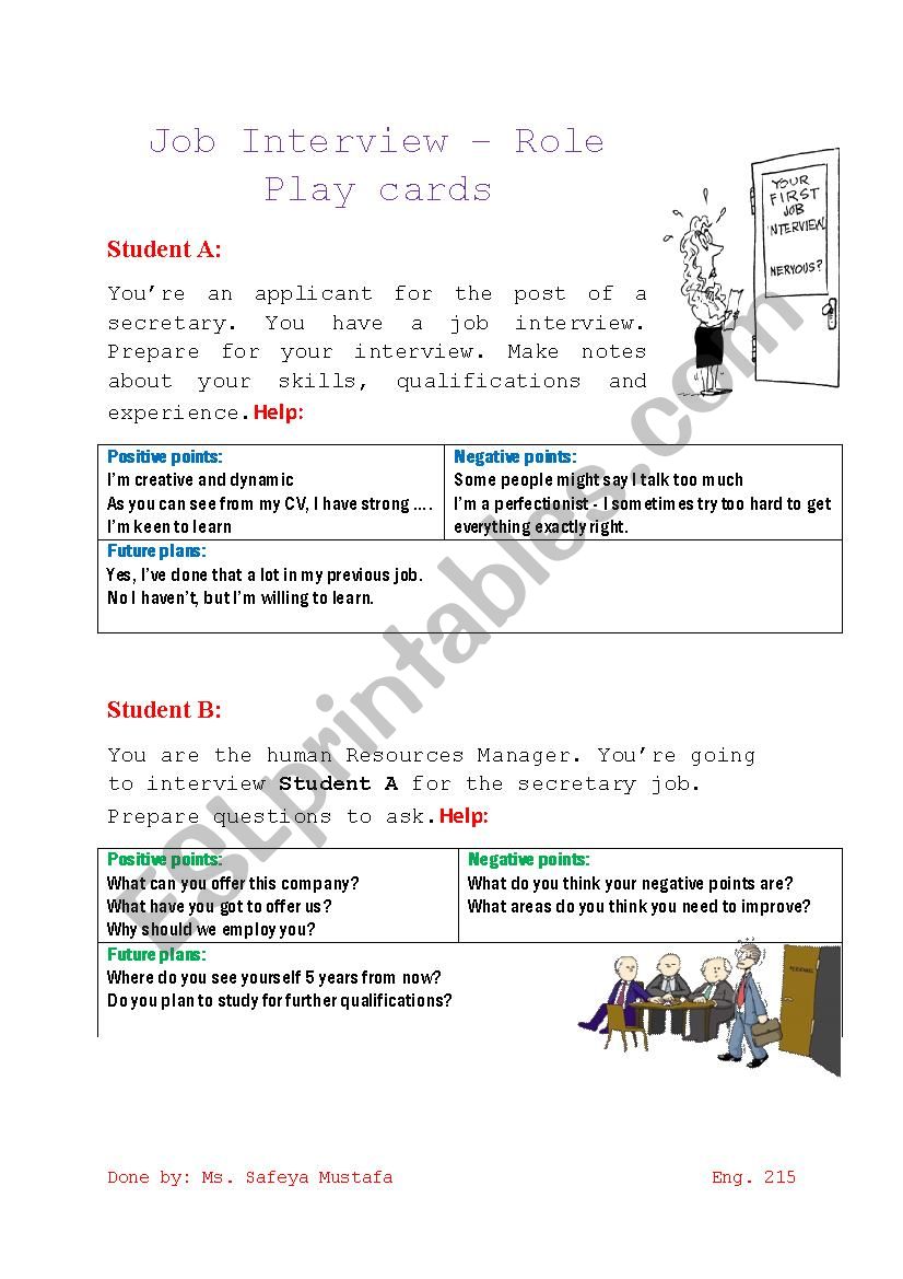 Job Interview worksheet