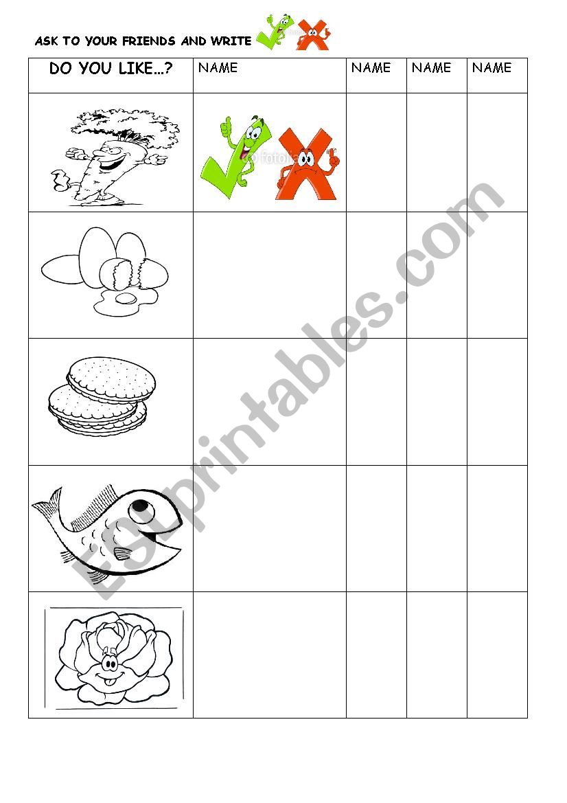 Do you like...? worksheet