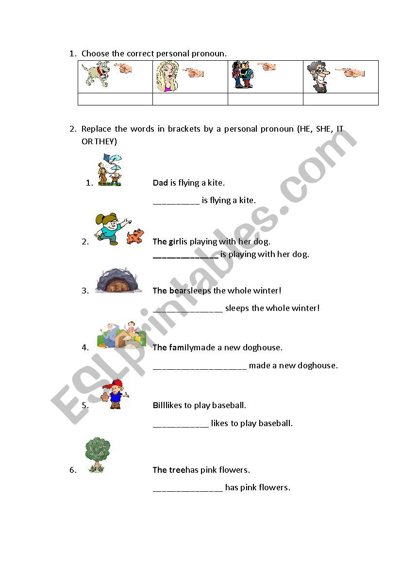 Personal Pronouns worksheet