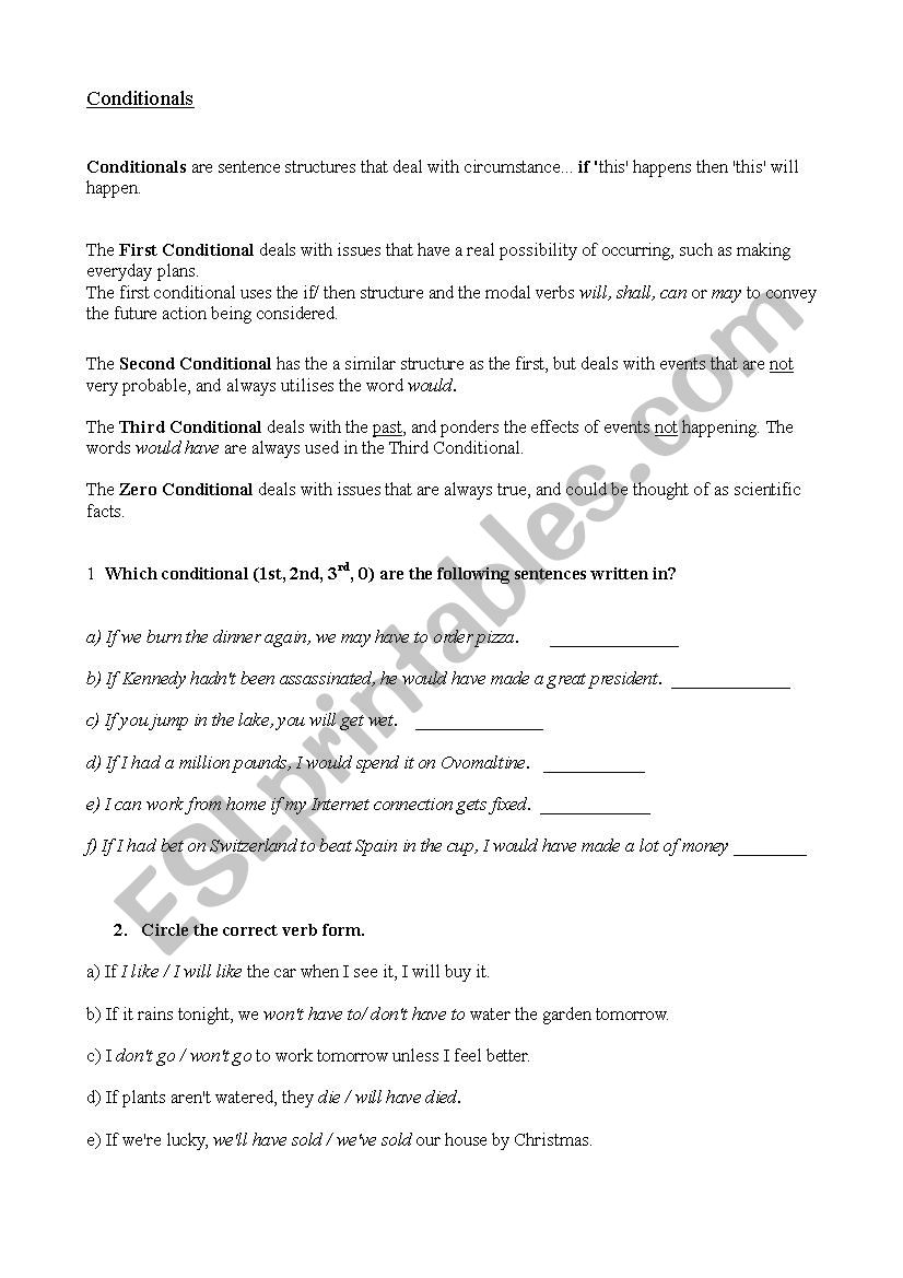 Conditionals explanation & exercises