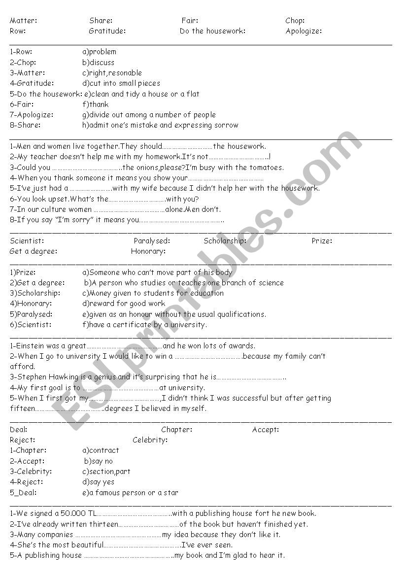 VOCABULARY worksheet