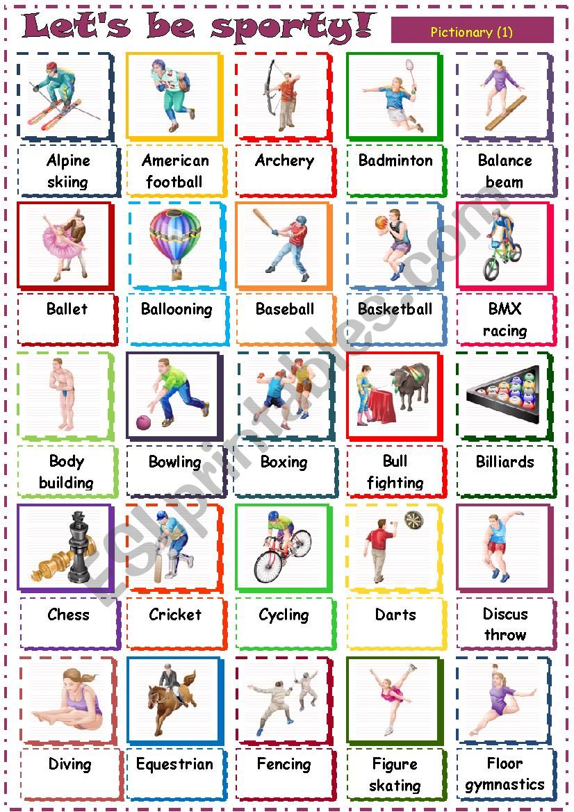 Lets be sporty! worksheet