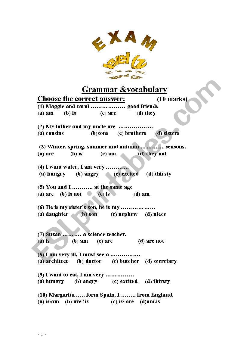 test worksheet