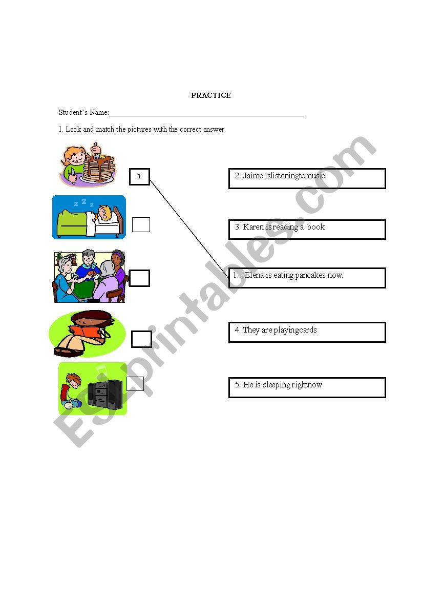 PRESENT PROGRESSIVE worksheet