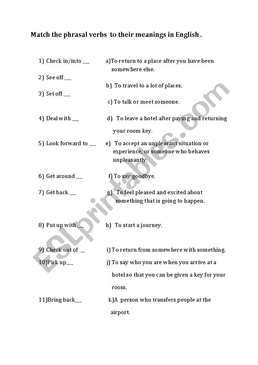 matching activity  worksheet