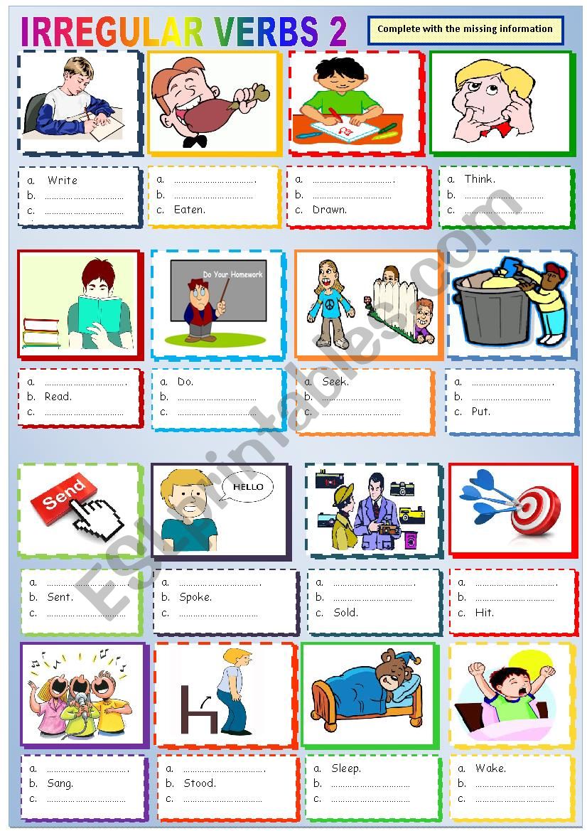 IRREGULAR VERBS 2 COMPLETION worksheet