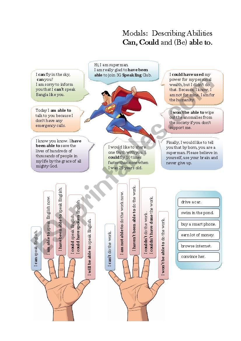 Describing abilities worksheet