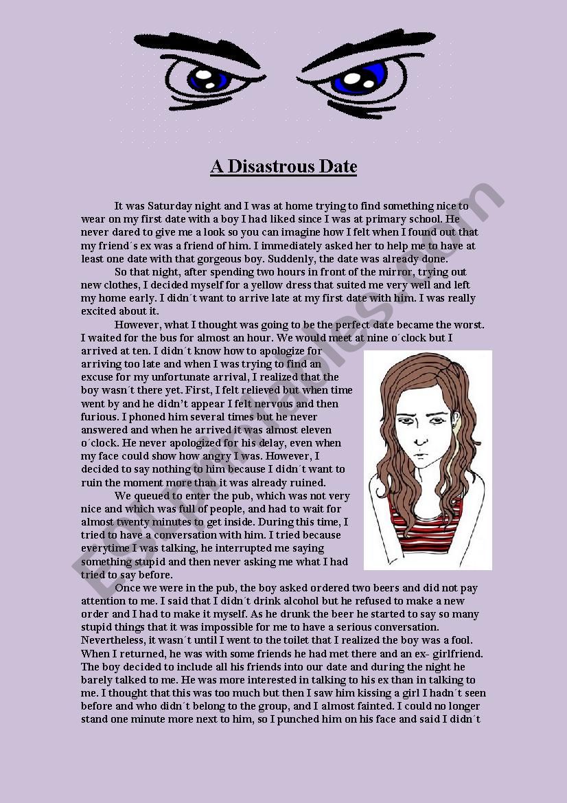 A disastrous date worksheet