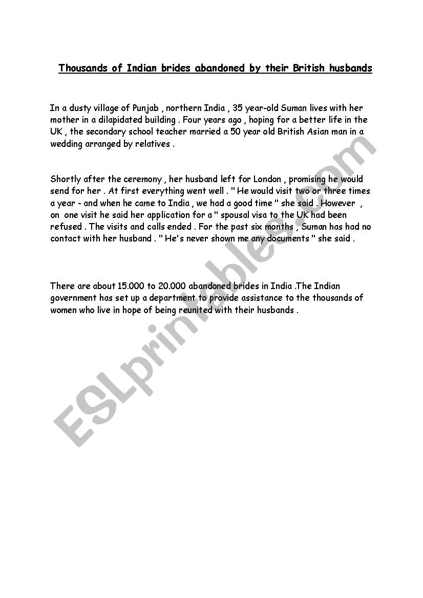 Indian brides abandoned by their British husbands 