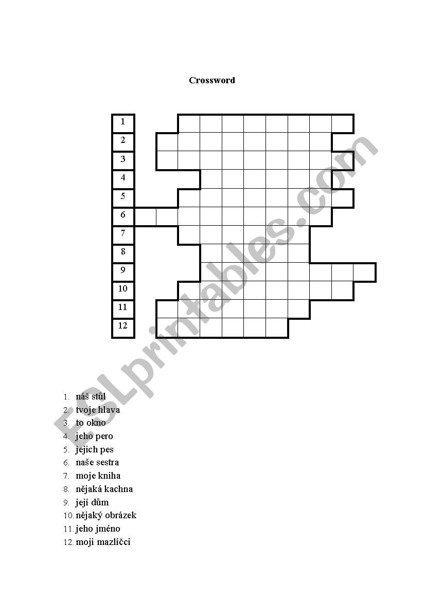 Crossword - possessive adjectives