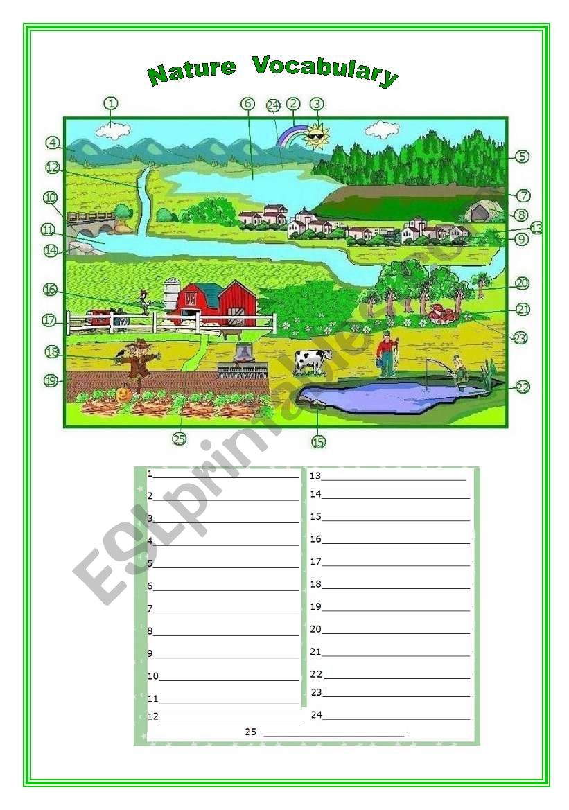 Nature Vocabulary worksheet