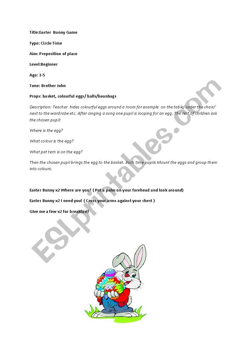 Easter Bunny worksheet