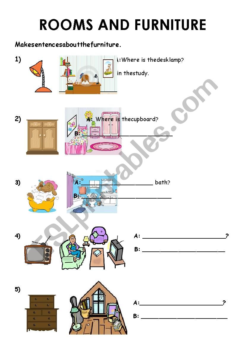 Rooms and Furniture worksheet