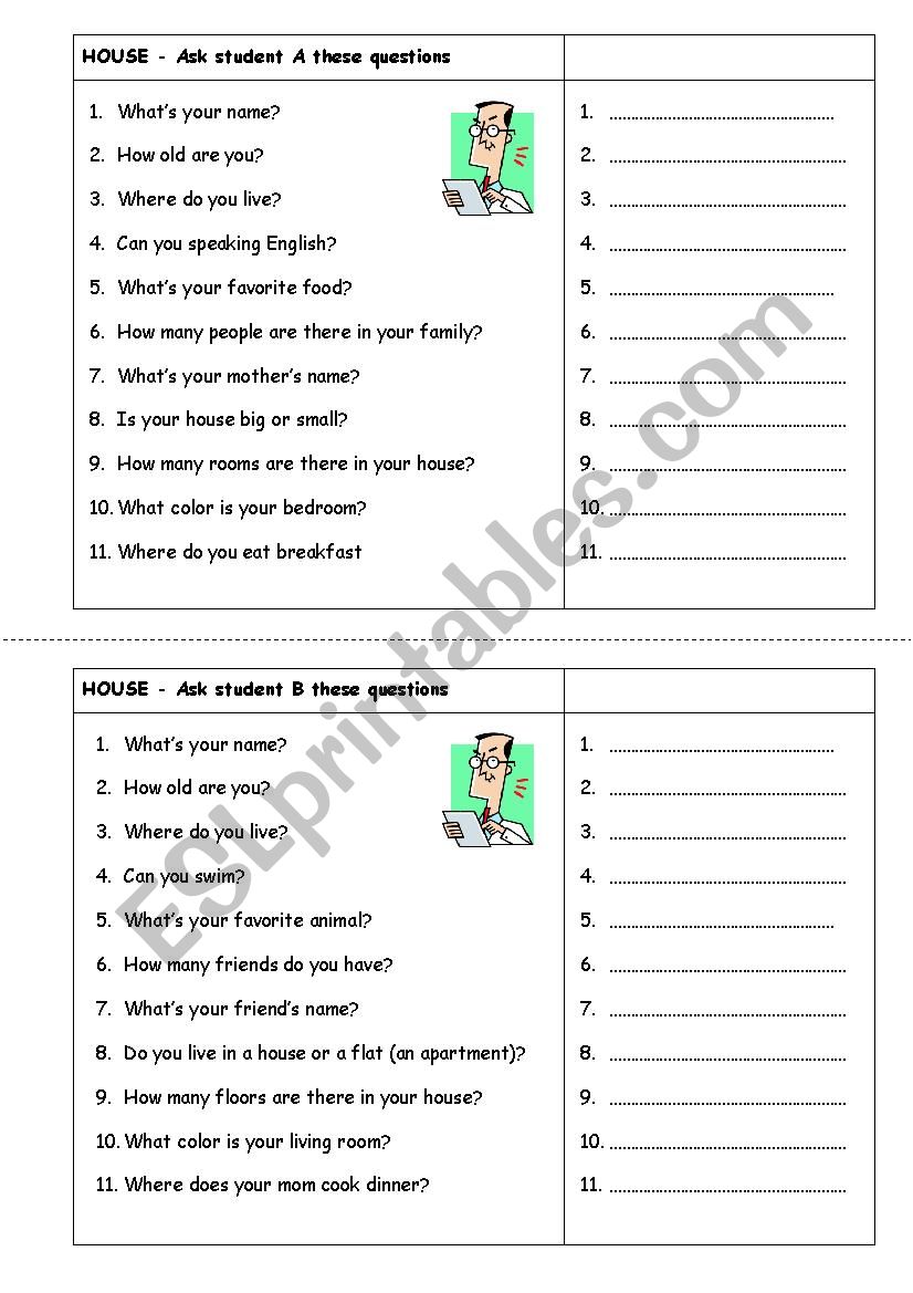 The home speaking worksheet worksheet