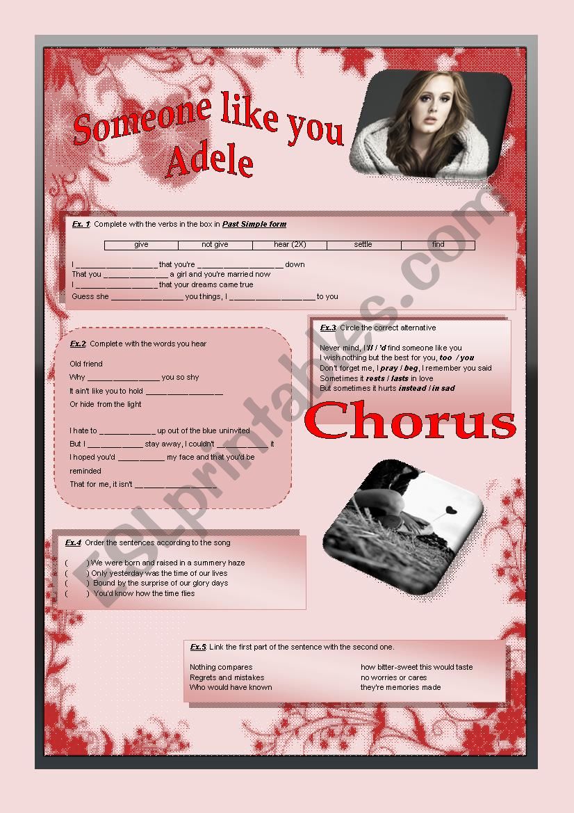 Adele - Someone like you worksheet