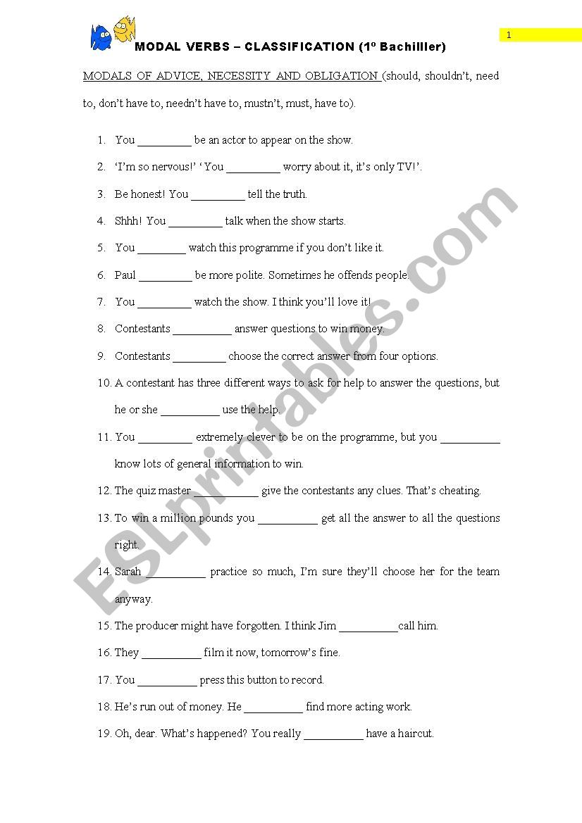 Modal Verbs - mix worksheet