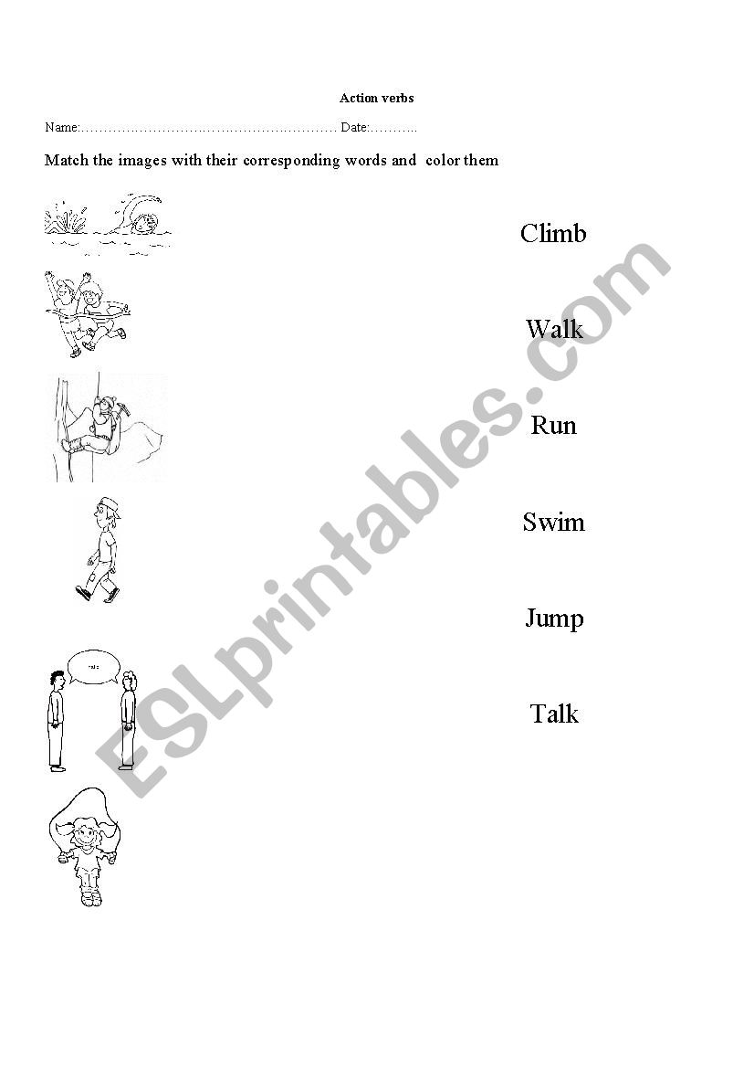 Action verbs f worksheet