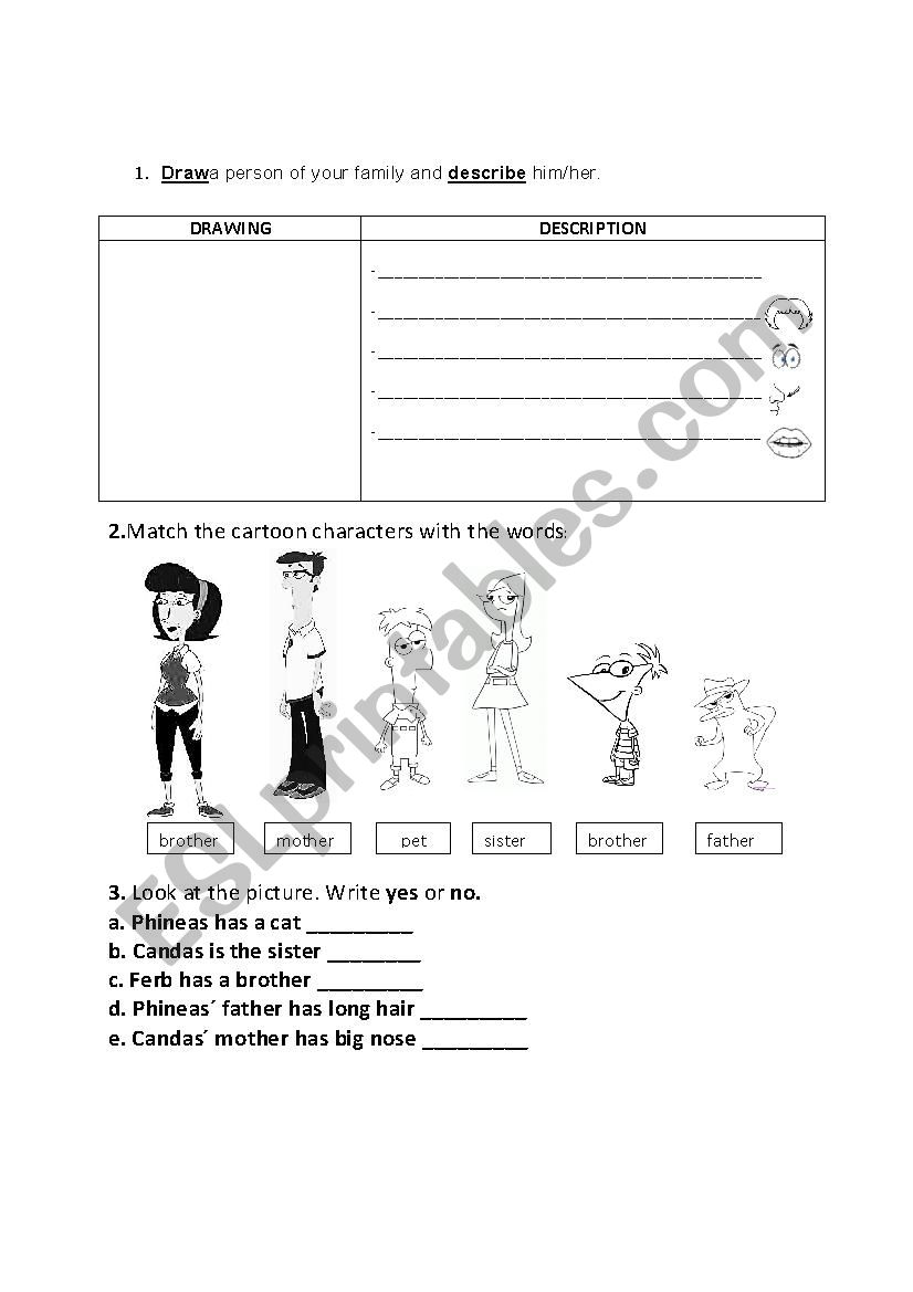 description of people worksheet