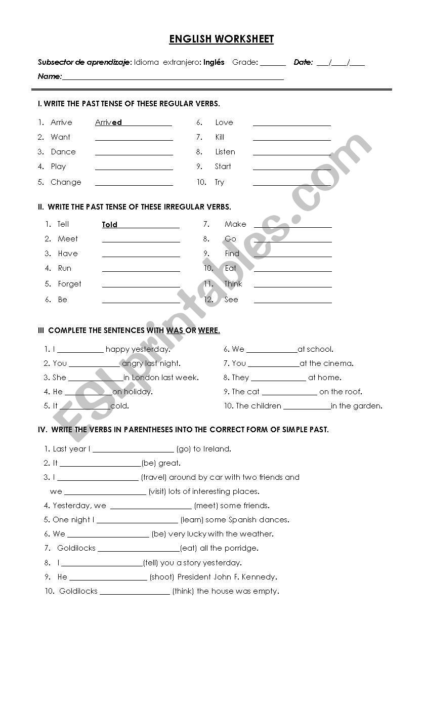 PAST SIMPLE. ACTIVITIES worksheet