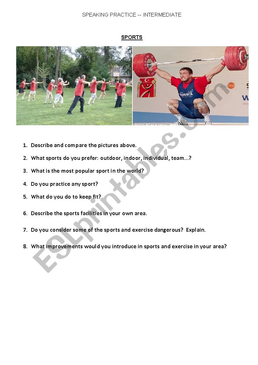 Talking about Sports worksheet