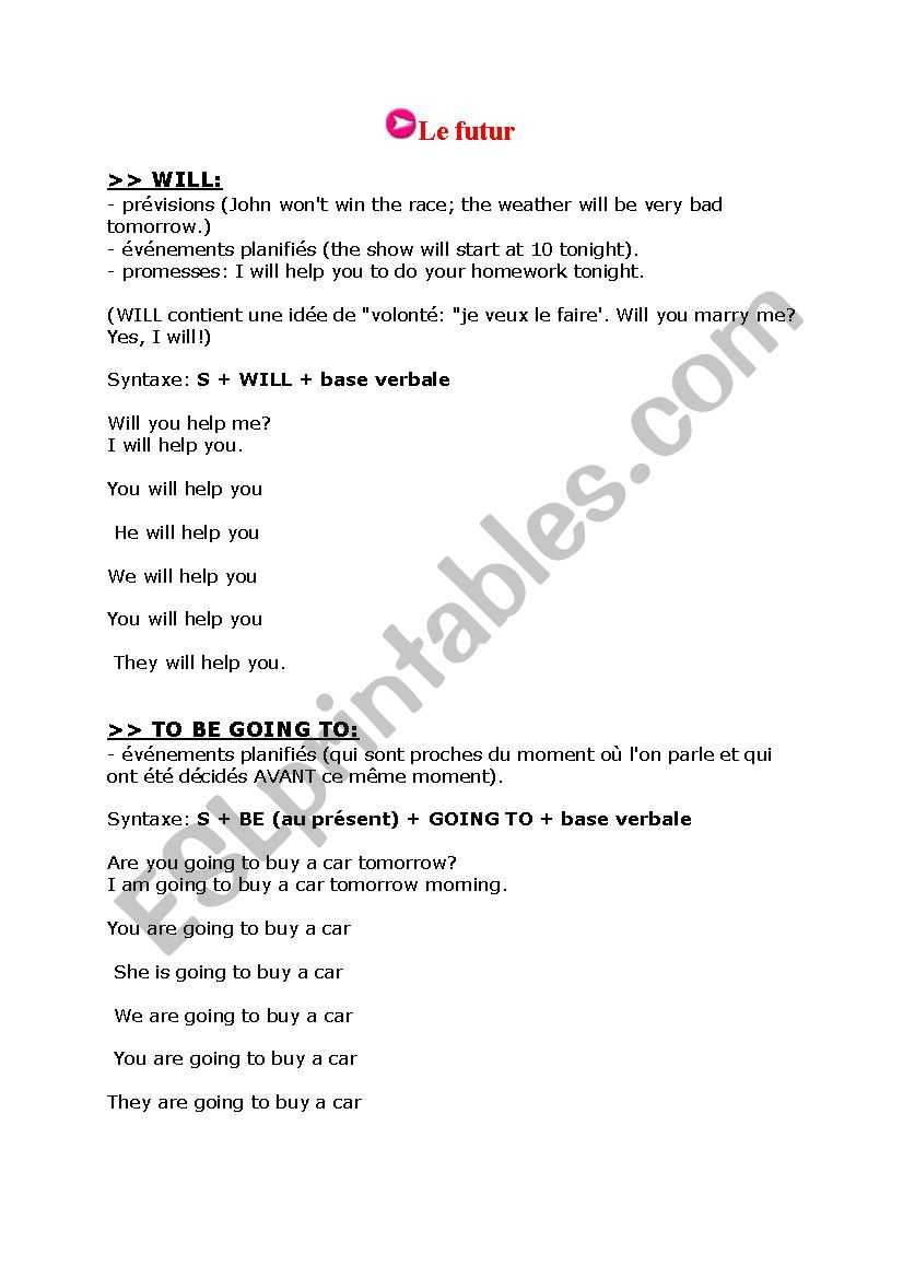 future worksheet