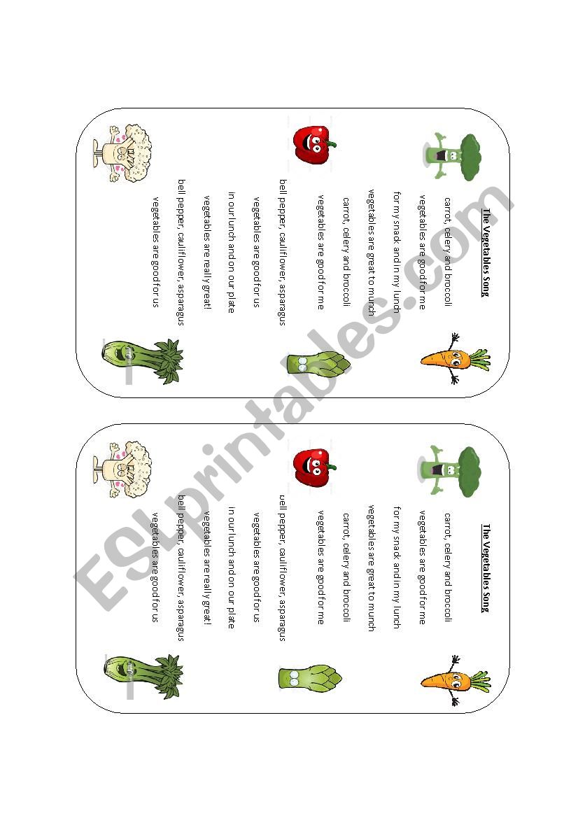 vegetables song worksheet