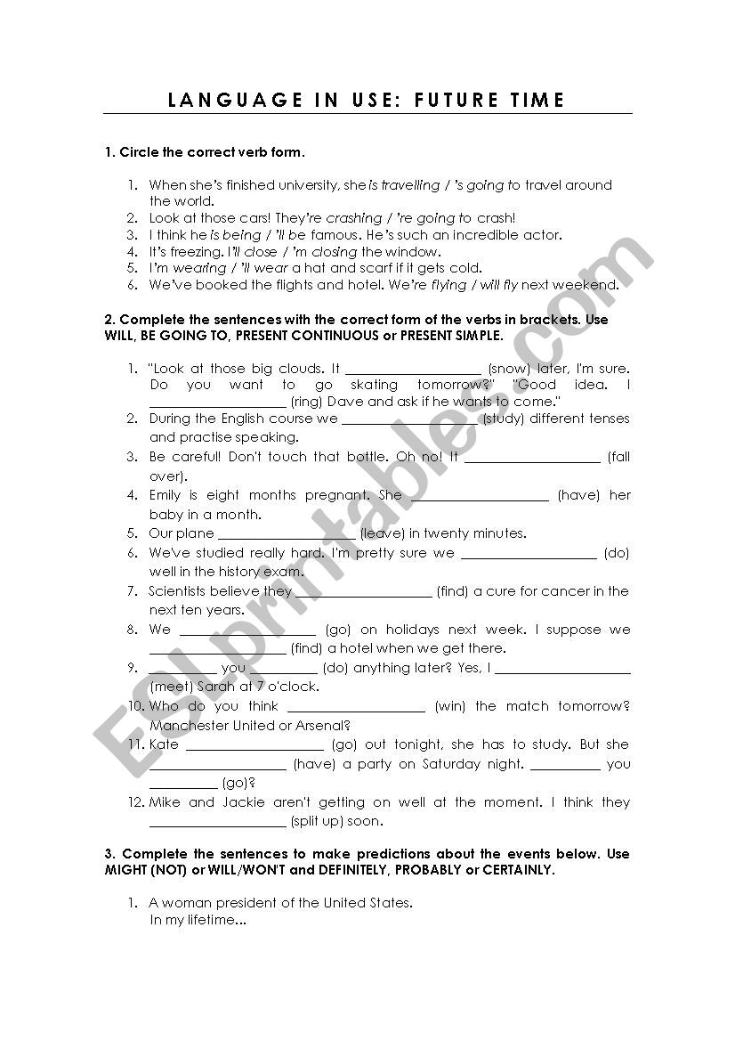 FUTURE TIME worksheet