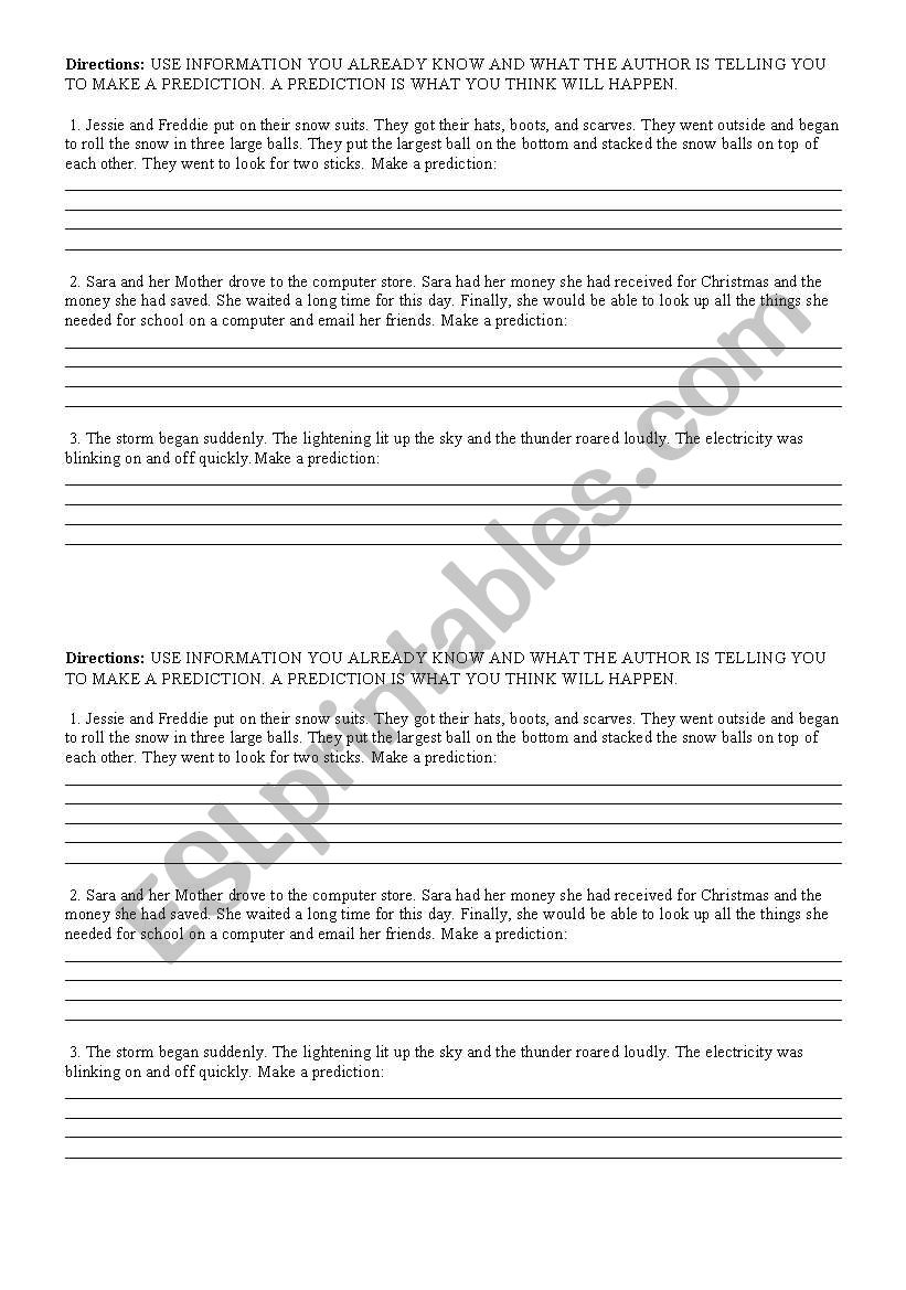 making predictions worksheet