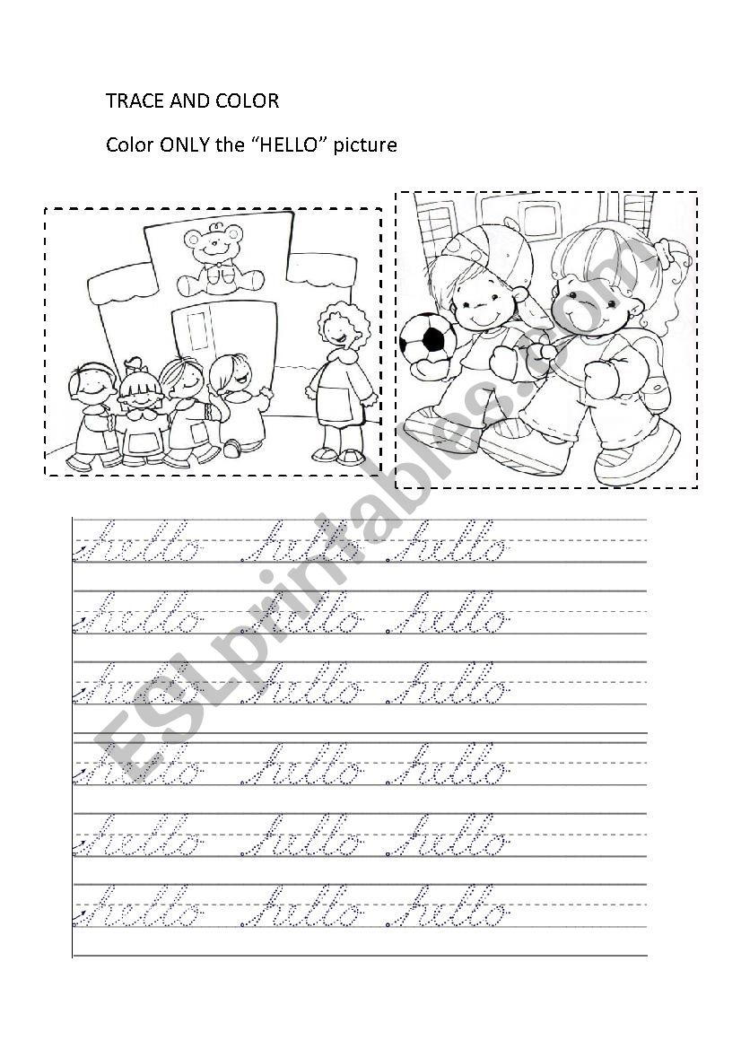 Tracing Hello worksheet