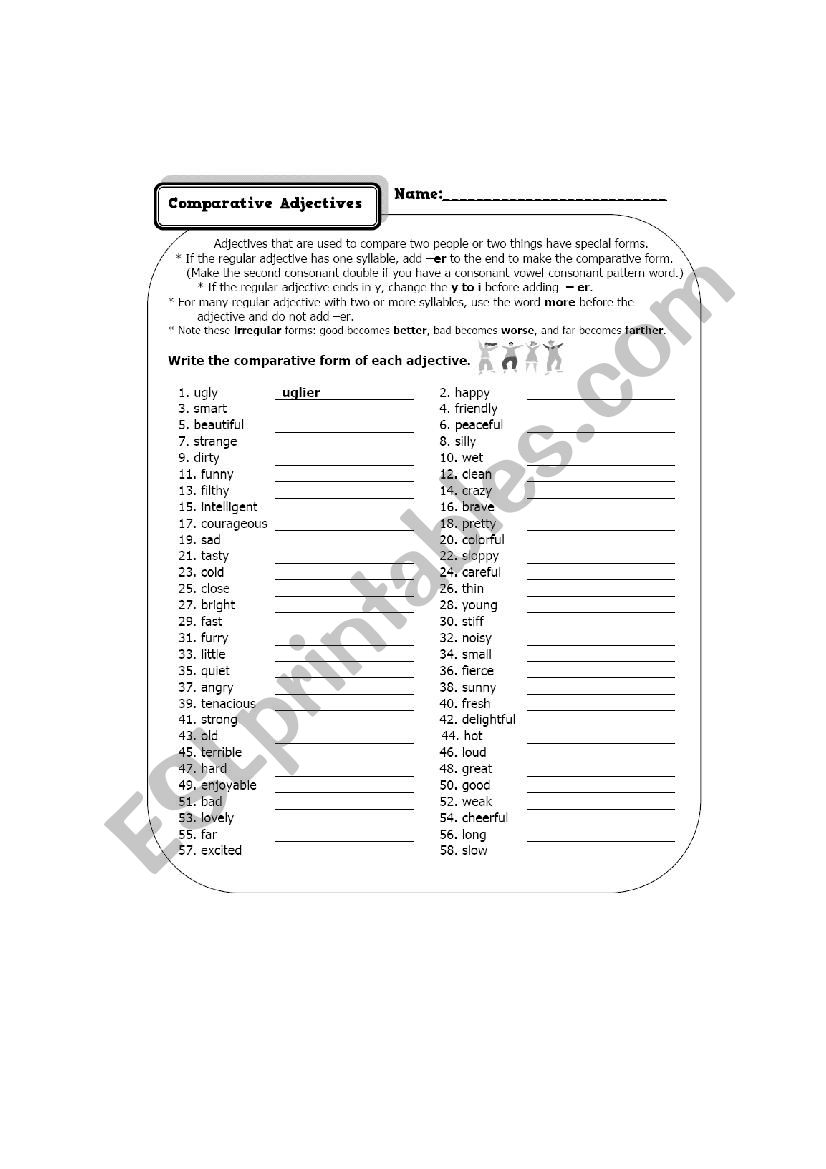 comparative adjectives worksheet