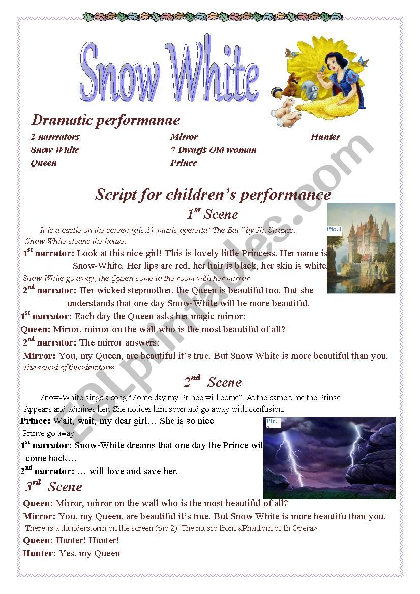 Script-Snow White worksheet