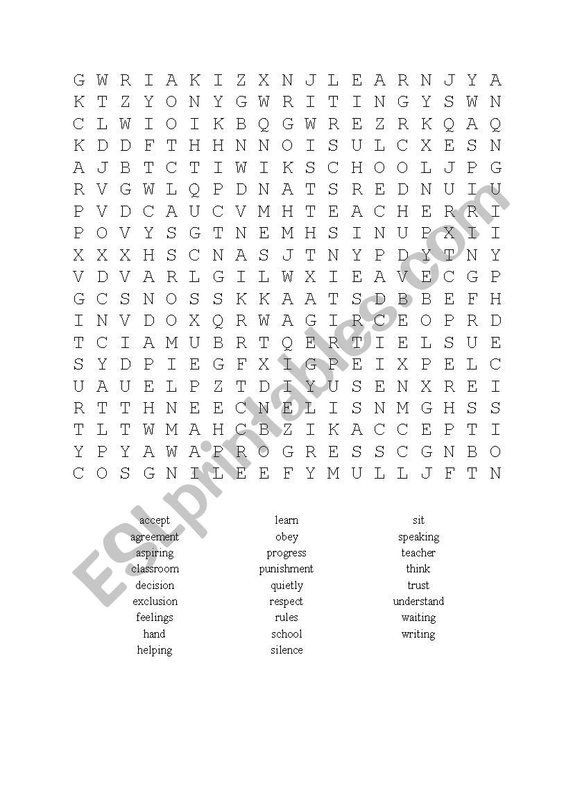 Wordsearch worksheet